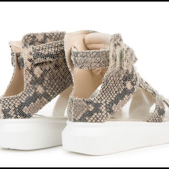 Trendy Snakeskin Peep Toe Sneakers - Picture 3 of 6